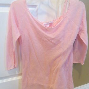 Pink off-shoulder top with tank sewn inside